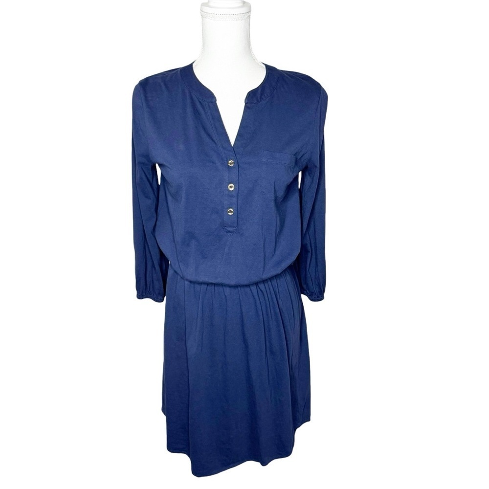 Lilly Pulitzer Beckett Dress Navy Blue‎ Pima Cotton Small